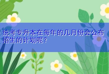 統(tǒng)考專升本在每年的幾月份會公布招生的計劃呢？