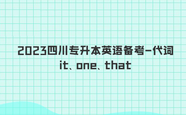 2023四川專升本英語(yǔ)備考-代詞it、one、that
