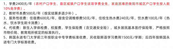 衡陽市職業(yè)中等專業(yè)學(xué)校學(xué)費
