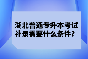 湖北普通專升本考試補(bǔ)錄需要什么條件？
