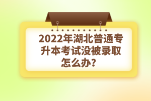 2022年湖北普通專升本考試沒被錄取怎么辦？