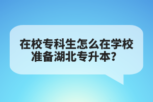 在校專科生怎么在學(xué)校準備湖北專升本？
